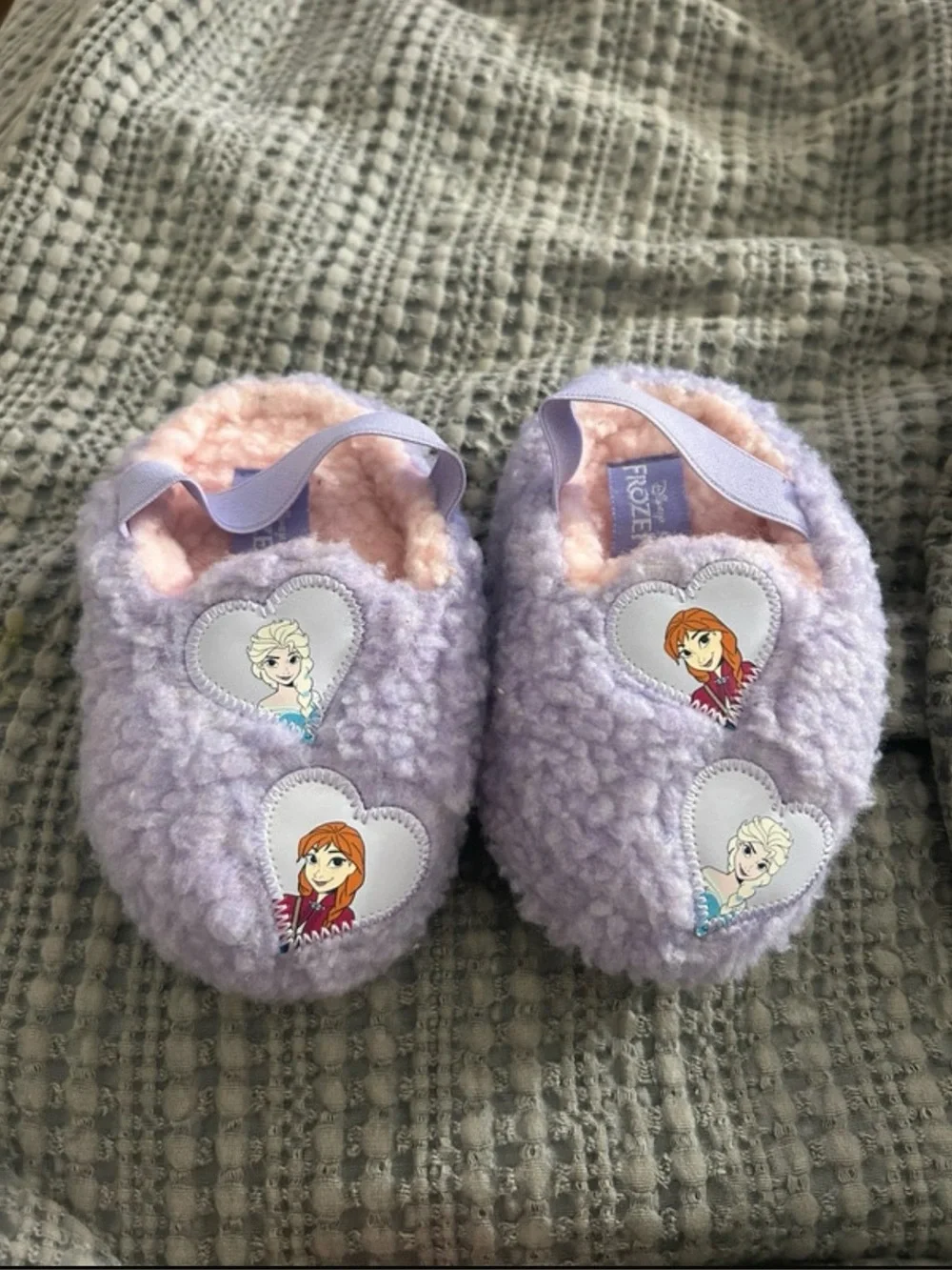 Brand New. Disney Purple & Pink Frozen Anna and Elsa Plush Slippers